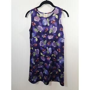 Kathy Of California Dress Girls Purple XL 14/16 Floral Short Vintage
